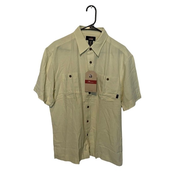 L.L. Bean Other - LL Bean Shirt Mens Medium Yellow Button Up Outdoor Hiking Nylon Short Sleeve NWT